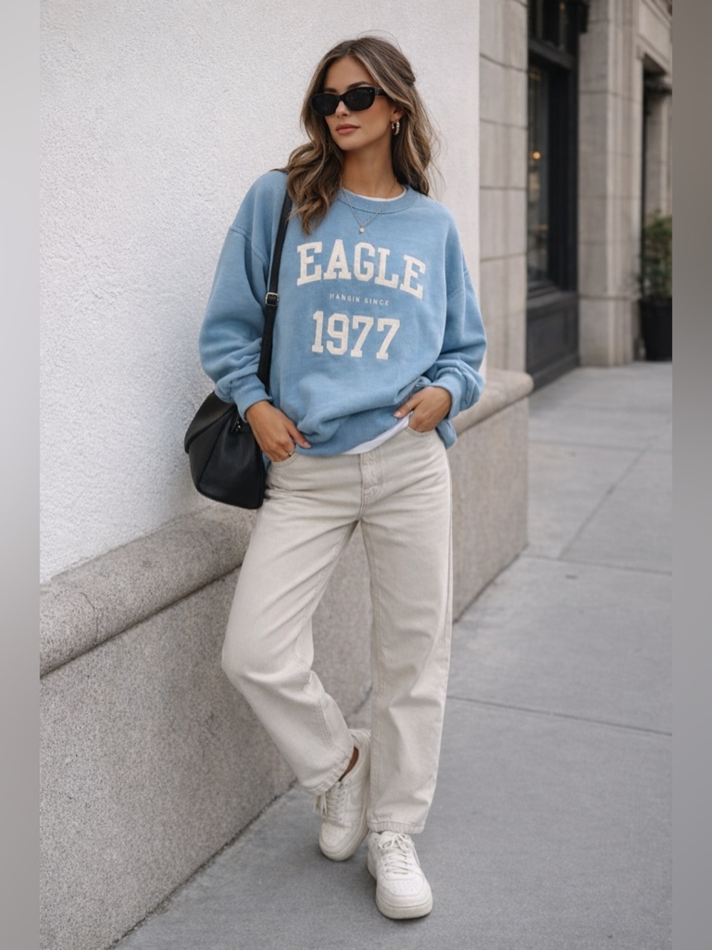 American Eagle Blue Crewneck Sweatshirt S/PCH Vintage Vibes Cozy - Picture 2 of 7